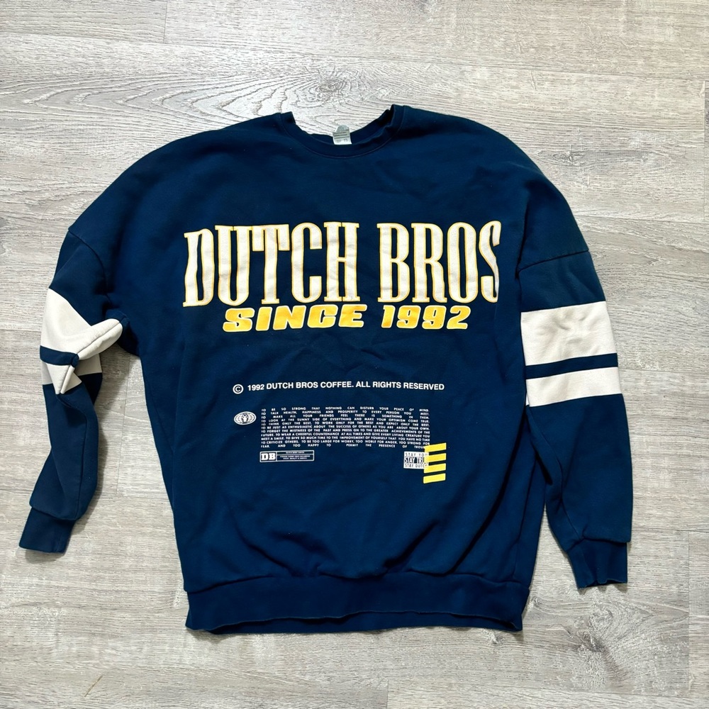 Dutch bros sweater blue unisex medium graphic